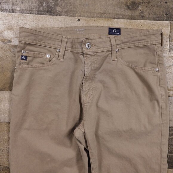 AG Adriano Goldschmied Everett Slim Straight Jeans Men’s 33x32 Khaki Stretch - Picture 2 of 14